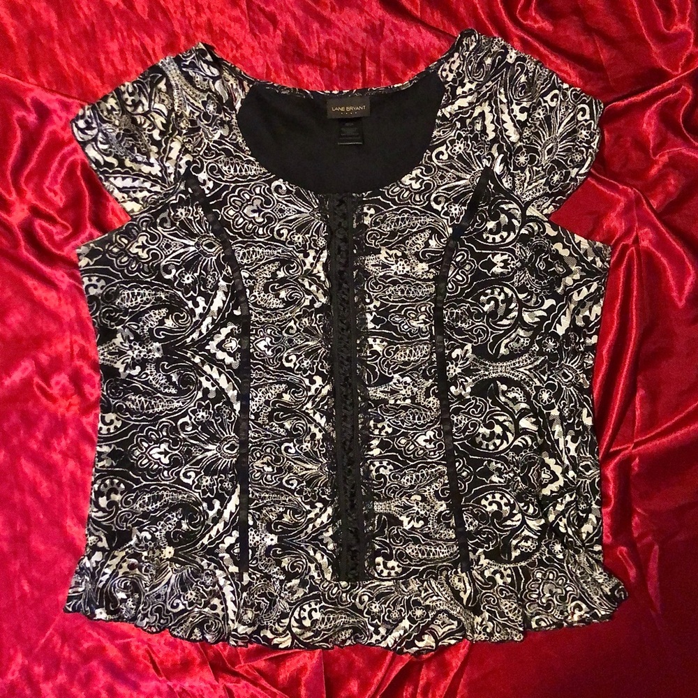 Contrast Whimsigoth Paisley Victorian Cap Sleeve Blouse